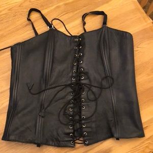 Black leather corset